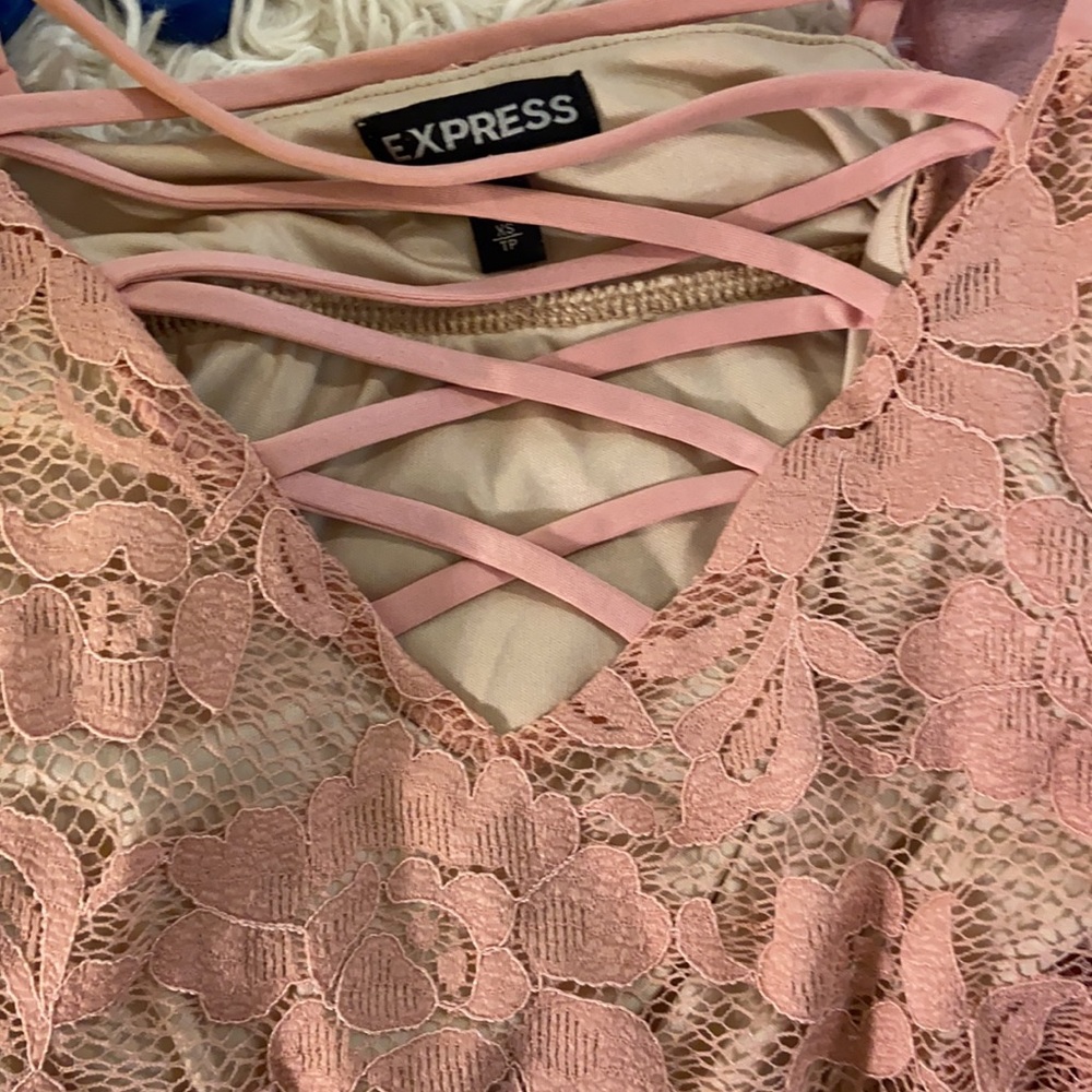 Express Y2K Pink Lace Spaghetti Strap Top XS